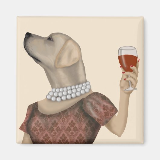 Yellow Labrador Wine Snob Magneet (Voorkant)