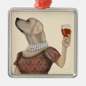 Yellow Labrador Wine Snob Metalen Ornament (Voorkant)