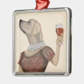 Yellow Labrador Wine Snob Metalen Ornament (Links)