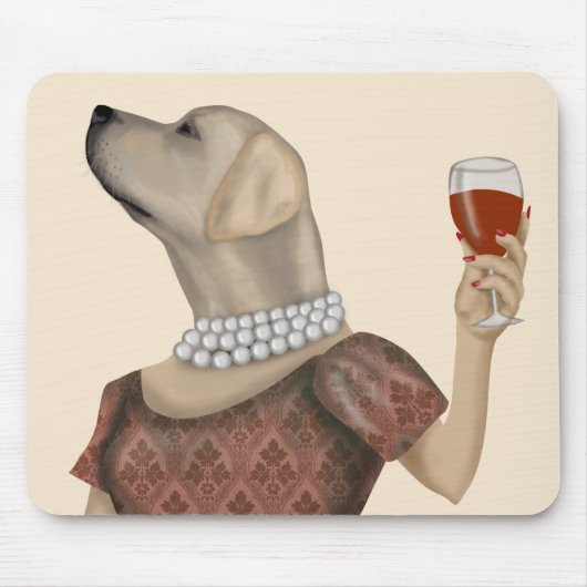Yellow Labrador Wine Snob Muismat (Voorkant)