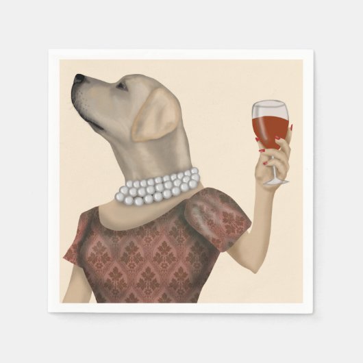Yellow Labrador Wine Snob Servet (Voorkant)