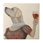 Yellow Labrador Wine Snob Tegeltje<br><div class="desc">Gele labrador Wine Snob van Fabfunky. Met een goed gekleed gele lab dat van wijn geniet. | 190957D</div>