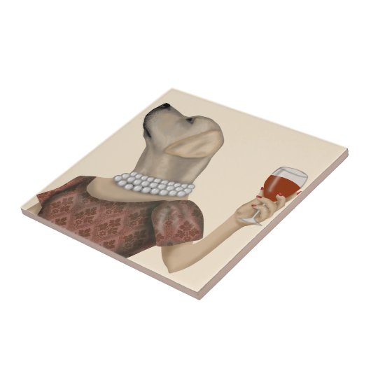 Yellow Labrador Wine Snob Tegeltje (Zijkant)