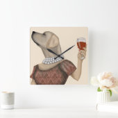 Yellow Labrador Wine Snob Vierkante Klok (Huis)