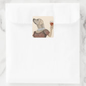 Yellow Labrador Wine Snob Vierkante Sticker (Tas)