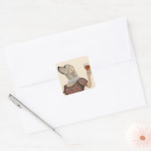 Yellow Labrador Wine Snob Vierkante Sticker (Envelop)