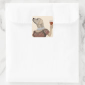 Yellow Labrador Wine Snob Vierkante Sticker (Tas)