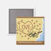 Yellow Labrador Zand Letters Cartoon Magneet (Voorkant / Achterkant)