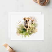 Yellow Labradors in the brush Notitiekaartje (Voorkant / Achterkant in situ)