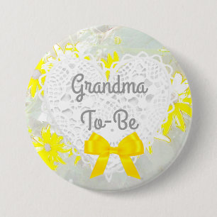 Yellow Lacy Oma-to-be Baby shower Button