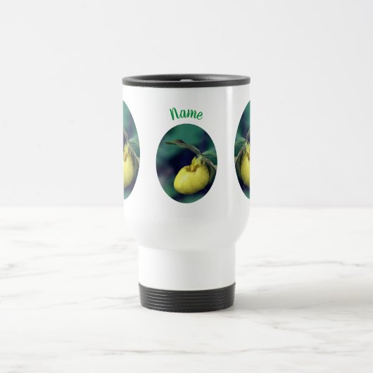 Yellow Lady Slipper Flower Personalized Reisbeker (Center)