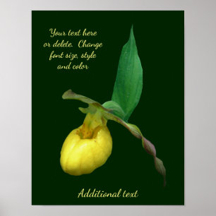 Yellow Lady Slipper Flower Voeg Jouw tekst toe Poster