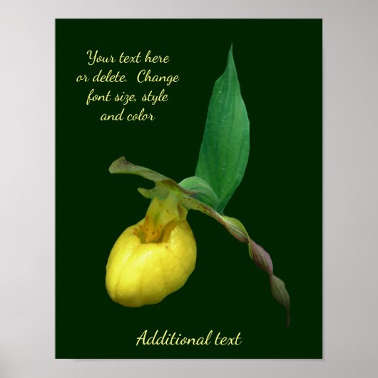 Yellow Lady Slipper Flower Voeg Jouw tekst toe Poster (Voorkant)