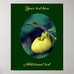 Yellow Lady Slipper Flower Voeg Jouw tekst toe Poster