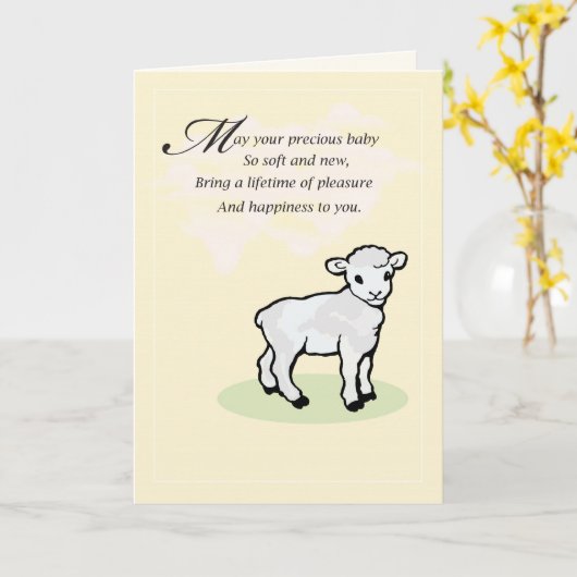 Yellow Lamb Baby Gefeliciteerd Kaart (Gele Bloem)