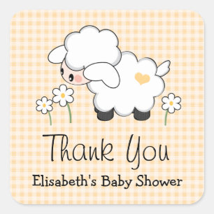 Yellow Lamb Baby shower Etiketten Stickers