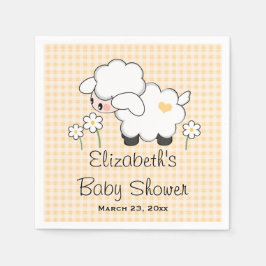Yellow Lamb Genderneutraal Baby shower Servetten