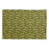 Yellow Leaf Motif Pattern on Dark Green Background Kussensloop (Achterkant-Links)