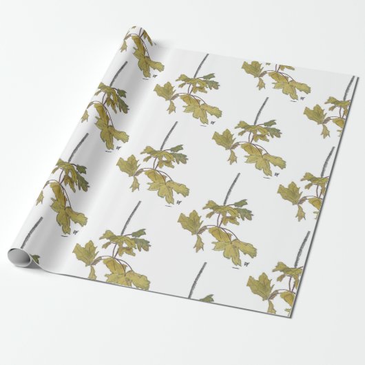 Yellow Leaf Summer Wrapping Paper Cadeaupapier (Uitgerold)