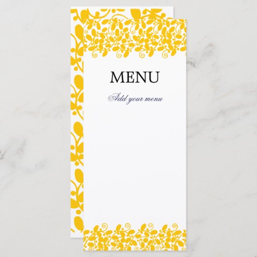 Yellow Leafy Menu (Voorkant / Achterkant)