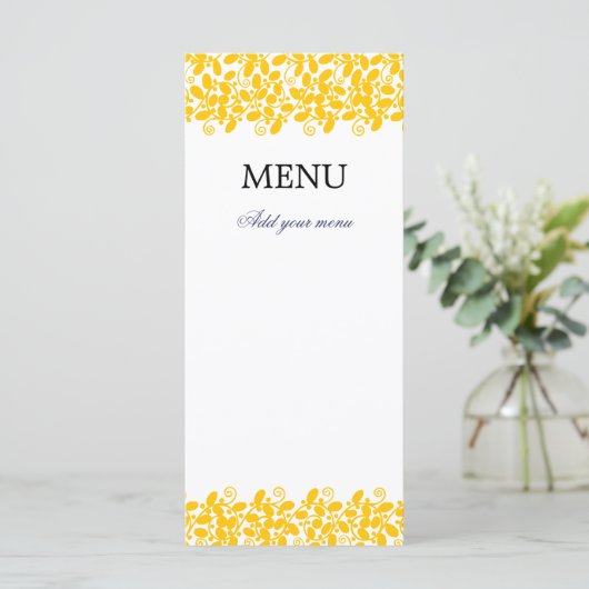 Yellow Leafy Menu (Staand voorkant)