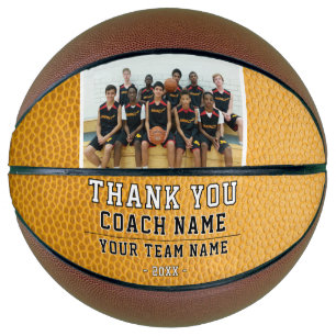 Yellow Leather Bedankt Coach Team Naam Foto Basketbal