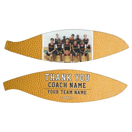 Yellow Leather Bedankt Coach Team Naam Foto Basketbal (Panelen)