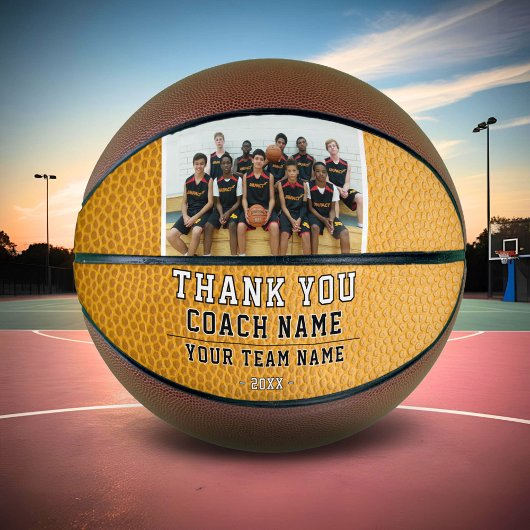 Yellow Leather Bedankt Coach Team Naam Foto Basketbal