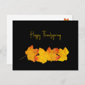 Yellow Leaves on Black Thanksgiving Postcards Feestdagenkaart (Voorkant / Achterkant)