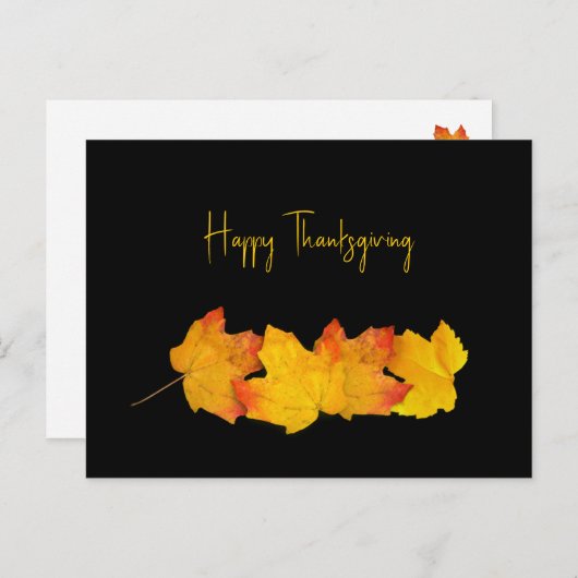 Yellow Leaves on Black Thanksgiving Postcards Feestdagenkaart (Voorkant / Achterkant)