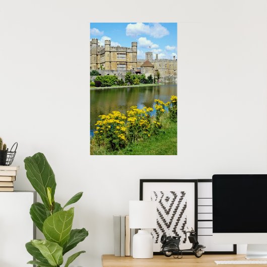 yellow Leeds Castle, Kent, Engeland bloemen Poster (Thuiskantoor)