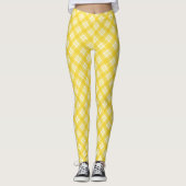 Yellow leggings with a white plaid pattern  (Voorkant)