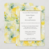 Yellow Lemon Abstract Wedding Kaart (Voorkant / Achterkant)