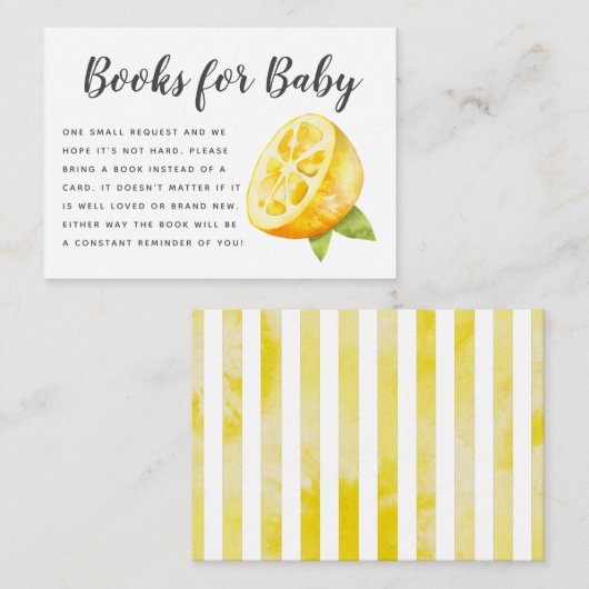 Yellow Lemon Baby shower Boek Aanvraag Informatiekaartje (Voorkant / Achterkant)