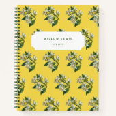 Yellow Lemon Blossom Pattern Recipe Cookbook Notitieboek (Voorkant)