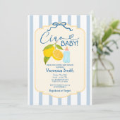 Yellow Lemon Blue Italy Ciao Baby shower Uitnodige Kaart (Staand voorkant)
