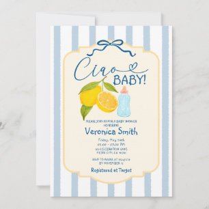 Yellow Lemon Blue Italy Ciao Baby shower Uitnodige Kaart