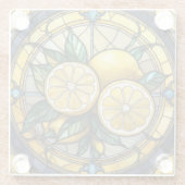 Yellow Lemon Circle Glas in lood Art Glazen Onderzetter (Achterkant)