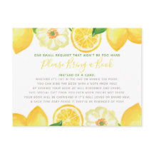 Yellow Lemon Citrus Bring Book Kaart Baby shower