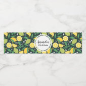 Yellow Lemon en Limoen Fruit Food Pattern Birthday Waterfles Etiket (Enkel label)