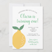 Yellow Lemon First Birthday die op een verjaardag  Kaart (Voorkant)