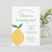 Yellow Lemon First Birthday die op een verjaardag  Kaart (Staand voorkant)