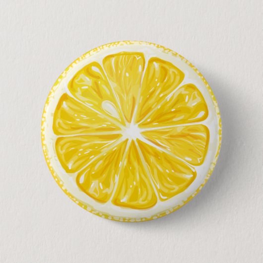 Yellow Lemon Fruit Ronde Button 5,7 Cm (Voorkant)
