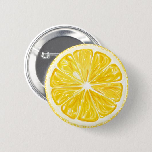 Yellow Lemon Fruit Ronde Button 5,7 Cm (Voorkant /achterkant)
