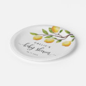 Yellow Lemon Gender Neutral Baby shower Papieren Bordje (Gekanteld)