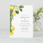Yellow Lemon Grove Elegant Wedding Invitation Kaart (Staand voorkant)