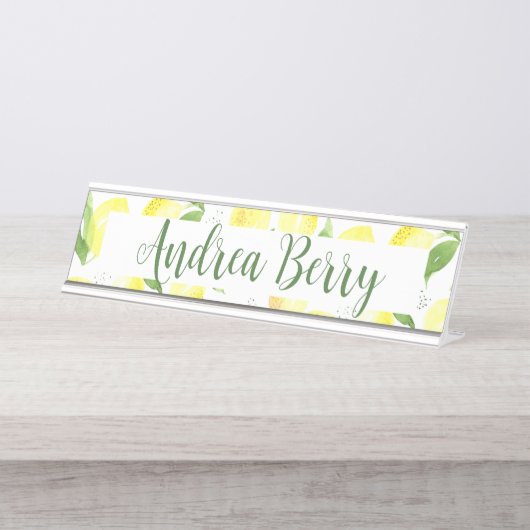 Yellow Lemon leraar Bureau Naambordje (Voorkant)