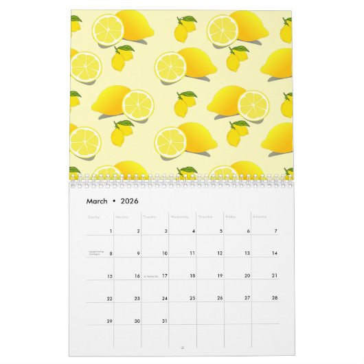 Yellow Lemon Pattern Kalender (Mar 2026)