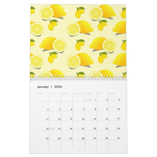 Yellow Lemon Pattern Kalender (Jan 2026)