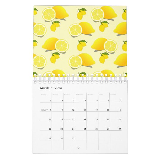 Yellow Lemon Pattern Kalender (Mar 2026)